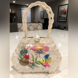 Vintage Child’s Straw Purse Florida Beach Theme